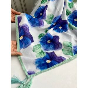 فروش اینترنتی روسری نخی قواره 140 نخ گلوریا مدل بنفشه