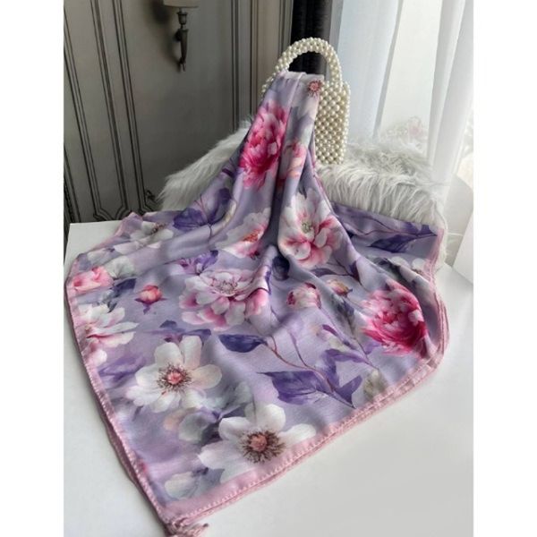 روسری نخی قواره 140 نخ گلوریا مدل شقایق