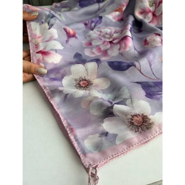 روسری نخی قواره 140 نخ گلوریا مدل شقایق