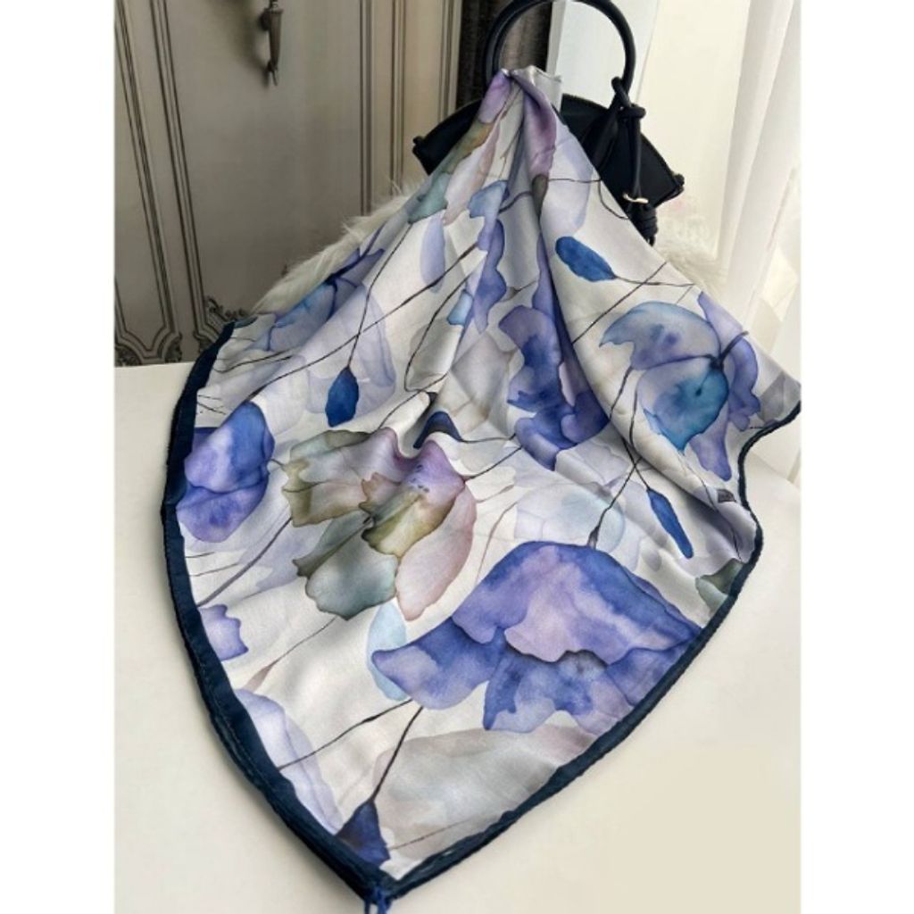 خرید انلاین روسری نخی قواره 140 نخ گلوریا مدل لاله