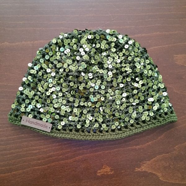 کلاه ترند، توربان پولک دار دستبافت کد 07211