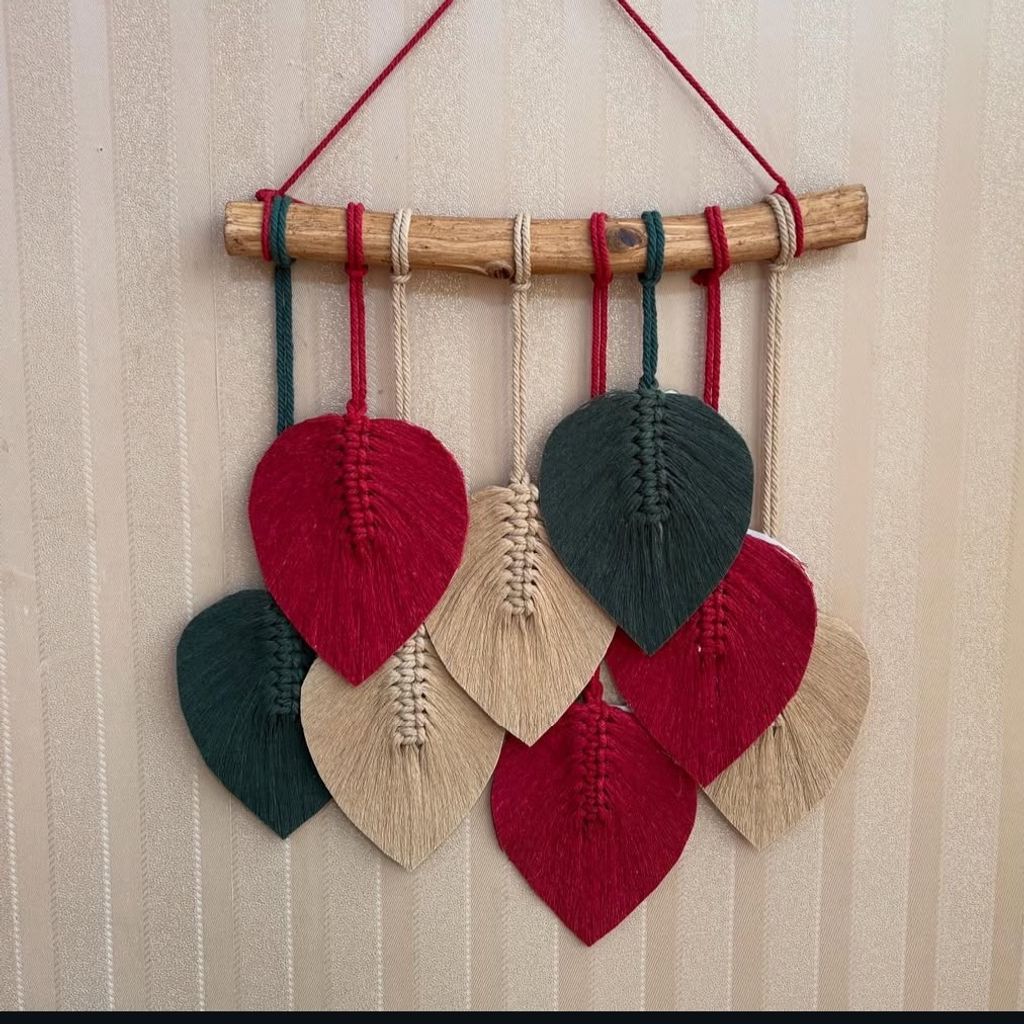 خرید انلاین دیوار کوب مکرومه بافی مدل برگ