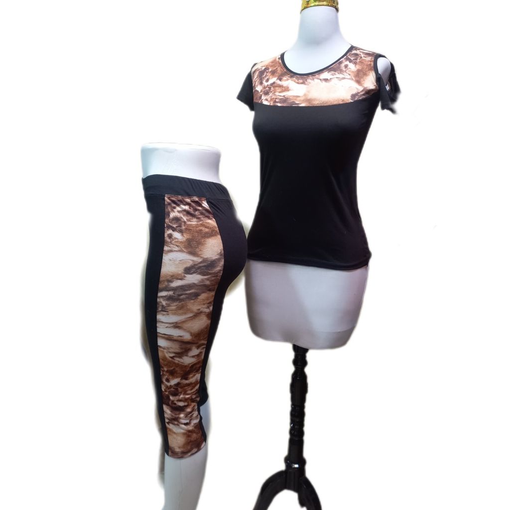 قیمت ارزان ست تیشرت و شلوارک پلنگی کد 822