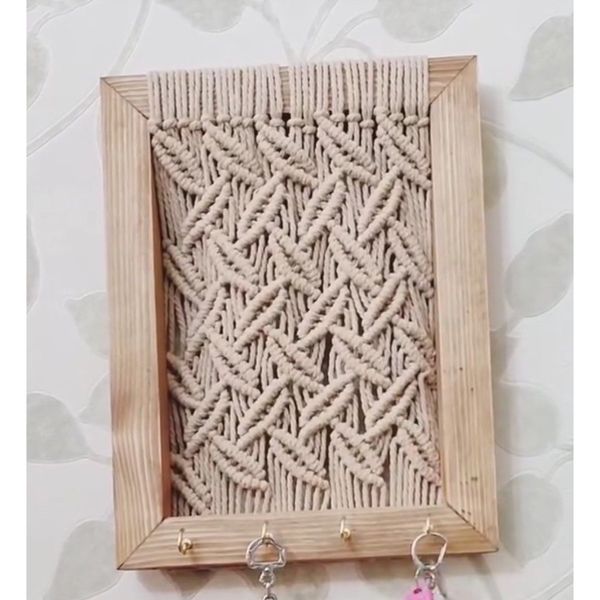 جاکلیدی مکرومه بافی چوبی طرح آنیسا