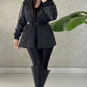 کاپشن آستین چرم