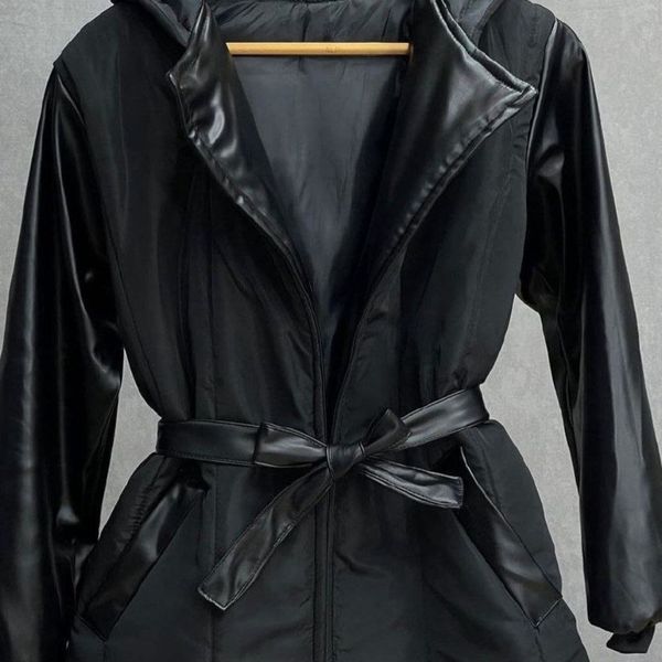 کاپشن آستین چرم