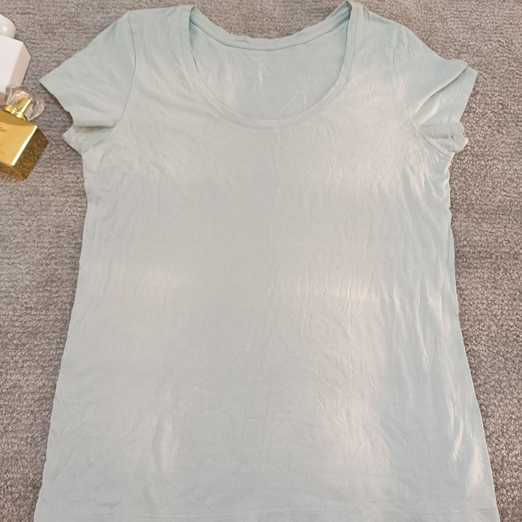 قیمت ارزان تیشرت نخ پنبه  سبز دریایی کمرنگ وارداتی