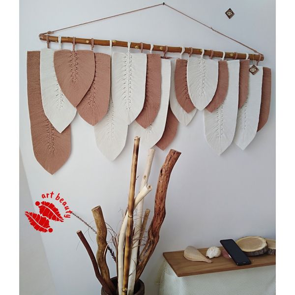 دیوارکوب برگ لاکچری مکرومه بافی دکوراتیو طرح هما