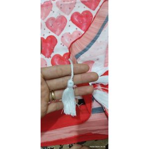 شال نخی هلویی طرحدار منگوله دار زنانه و دخترانه