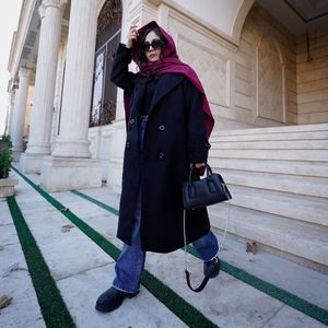 خرید اینترنتی پالتو بلند مشکی زنانه