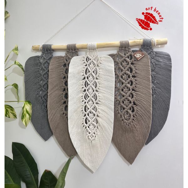 دیوارکوب برگ مکرومه بافی مدرن طرح چرچیل