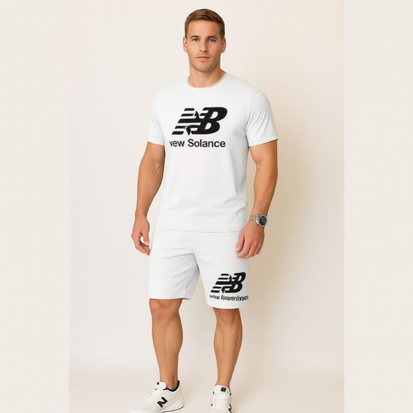 ست تیشرت شلوارک نیو بالانس سفید