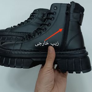 خرید آنلاین بوت مردانه برشکا بنددار بغل زیپ مشکی کیفیت بالا