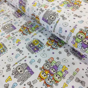 قیمت ارزان پارچه ملحفه کودک طرح لبوبو عرض 2 متر کد A