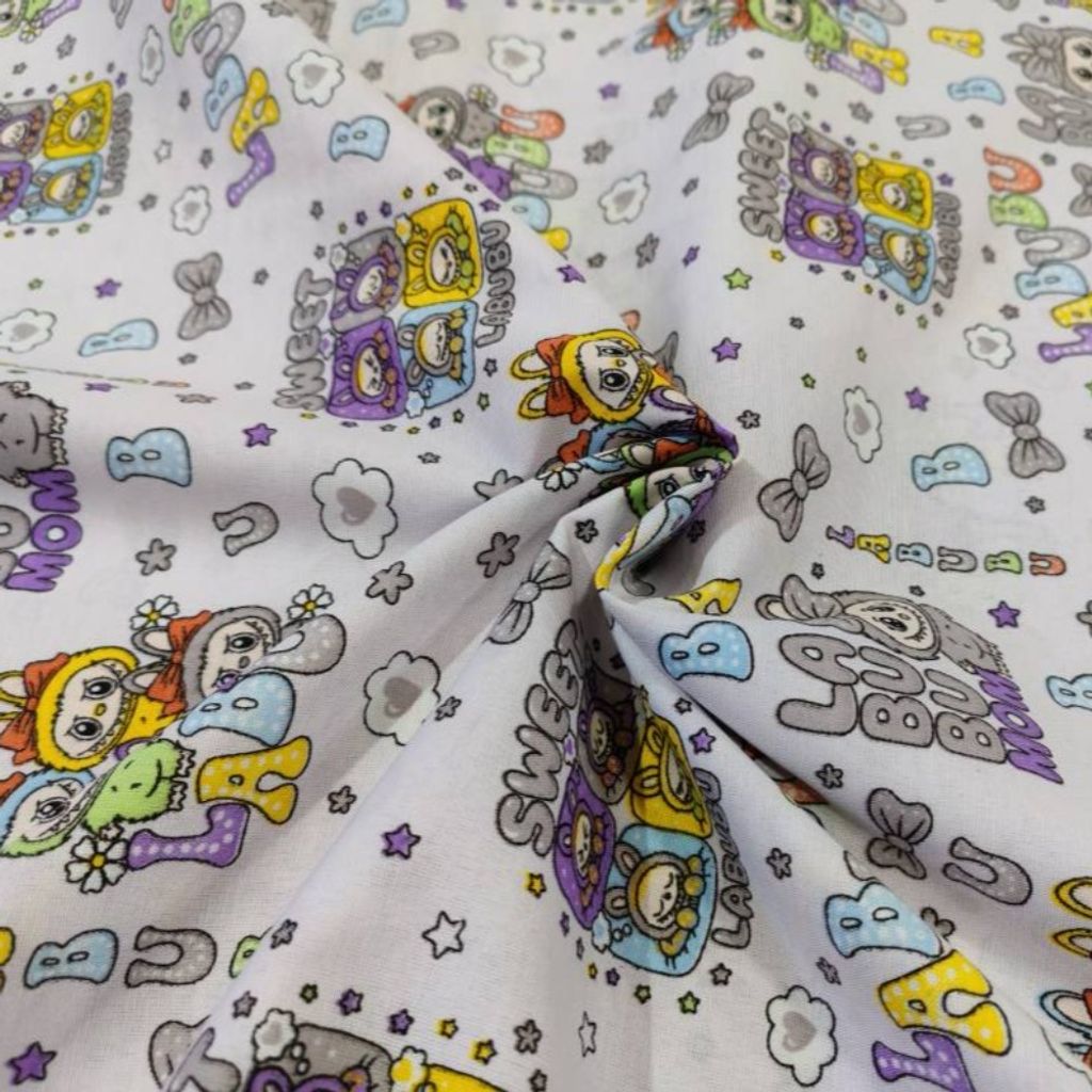 خرید اینترنتی پارچه ملحفه کودک طرح لبوبو عرض 2 متر کد A