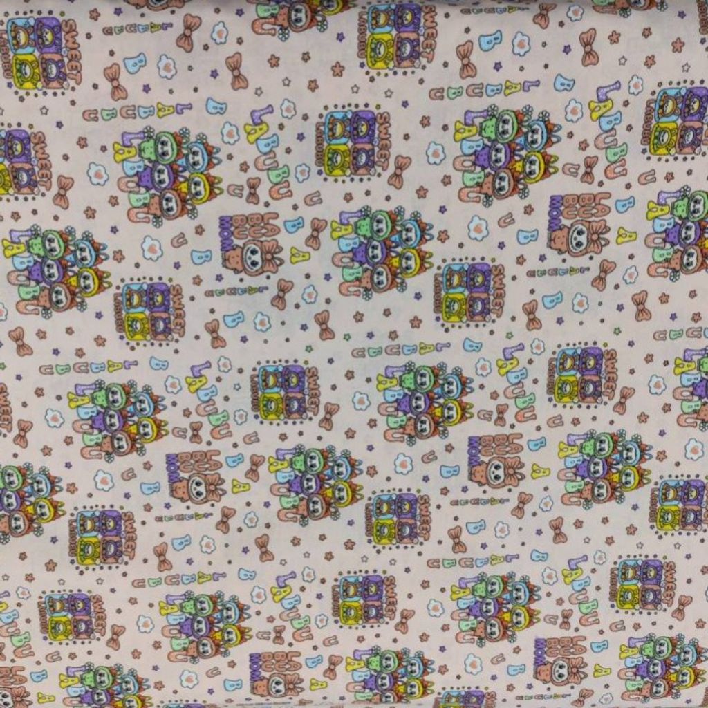 قیمت ارزان پارچه ملحفه کودک طرح لبوبو عرض 2 متر کد B