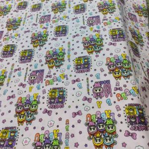 قیمت ارزان پارچه ملحفه کودک طرح لبوبو عرض 2 متر کد C