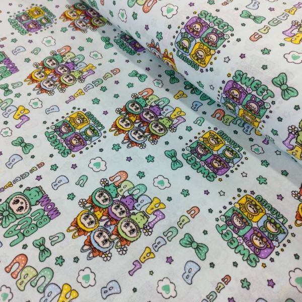 پارچه ملحفه کودک طرح لبوبو عرض 2 متر کد D