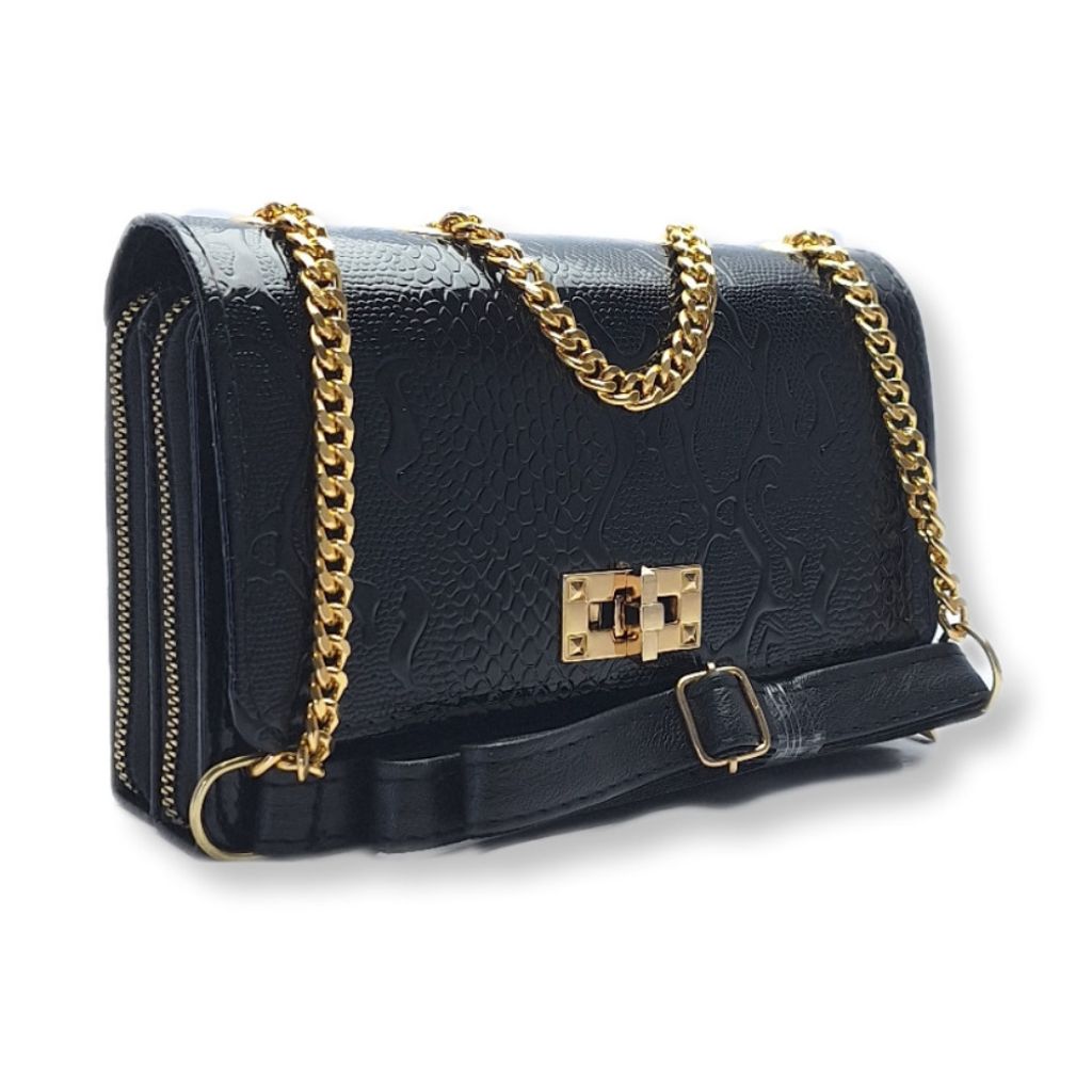 مشخصات کیف مجلسی زنانه رودوشی طرح پوست ماری