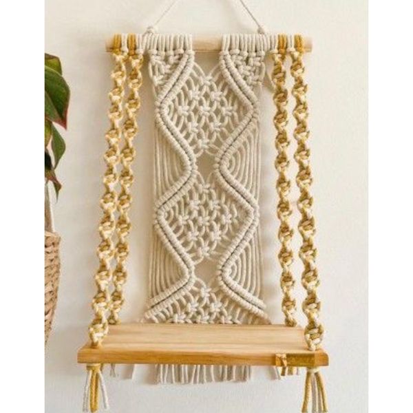 شلف چوبی مکرومه بافی طرح مروا