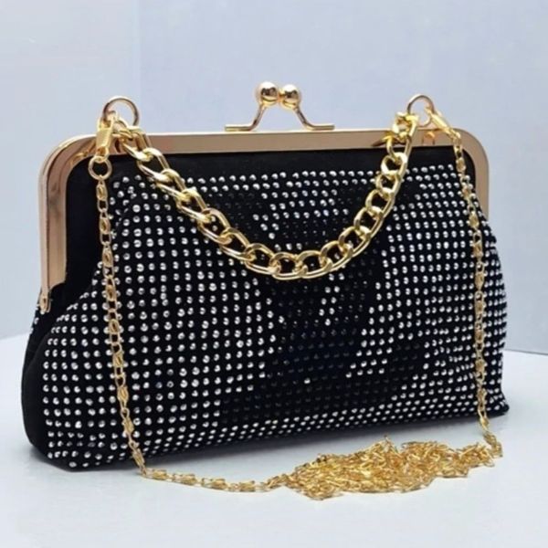 کیف مجلسی زنانه مدل نگینی طرح لویی ویتون