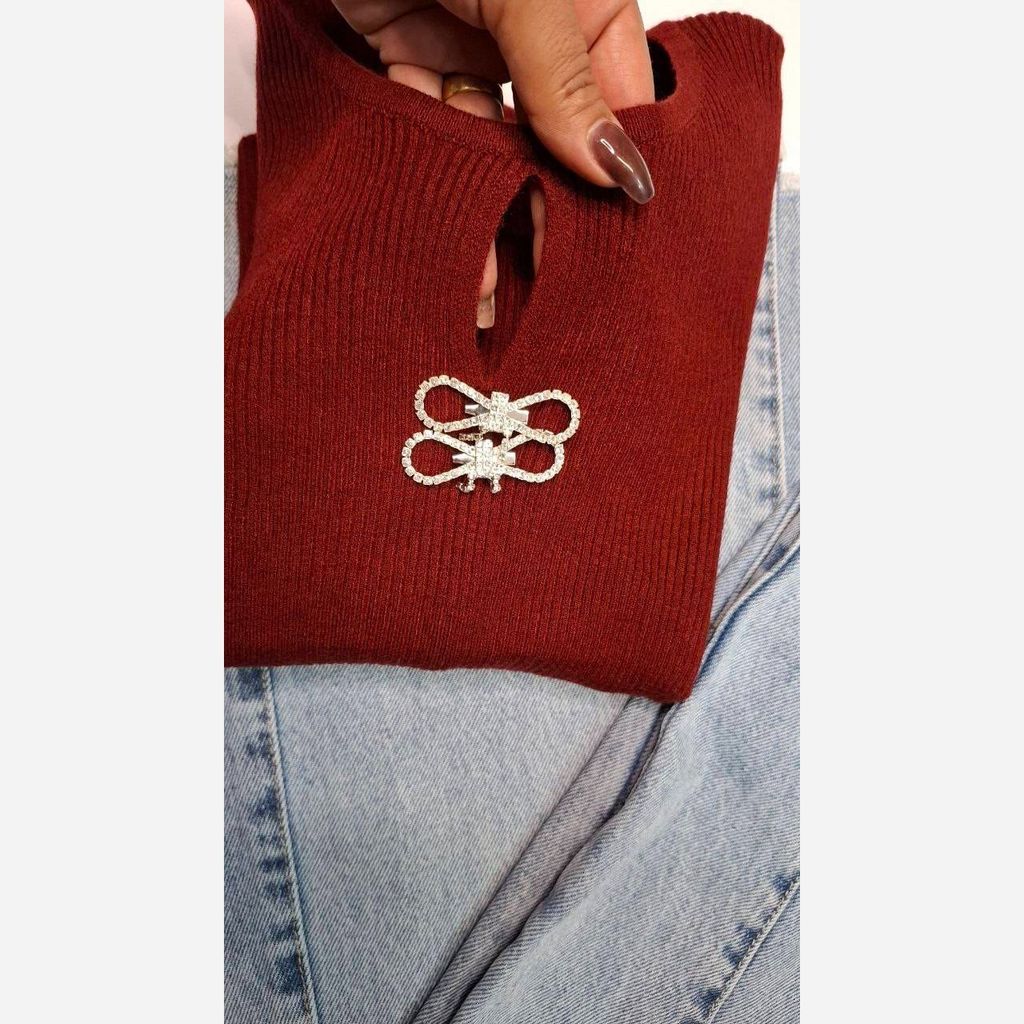 خرید آنلاین بلوز بافت جلو پاپیونی