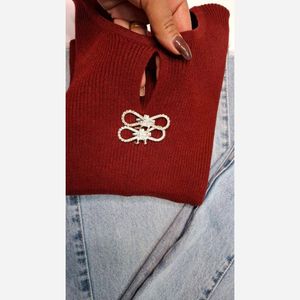 خرید آنلاین بلوز بافت جلو پاپیونی