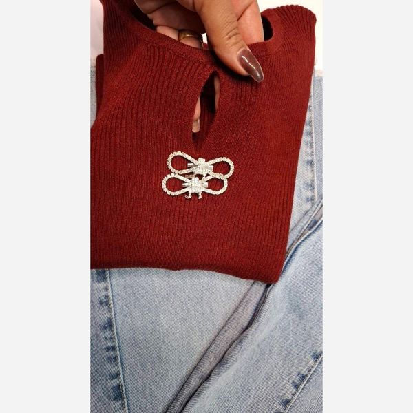 بلوز بافت جلو پاپیونی