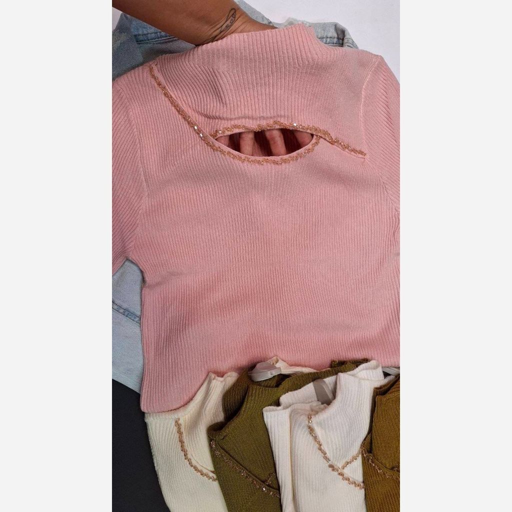 خرید آنلاین بلوز بافت آستین کوتاه