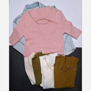 قیمت ارزان بلوز بافت آستین کوتاه