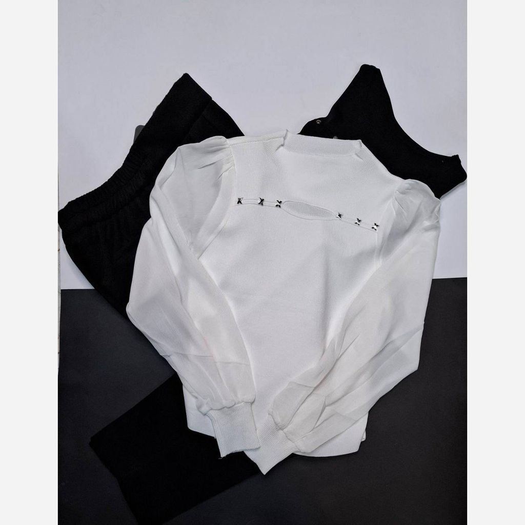 قیمت بلوز بافت ریز  آستین حریر