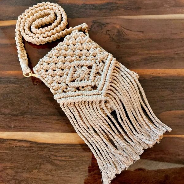 کیف مکرومه زنانه مدل ماهگون