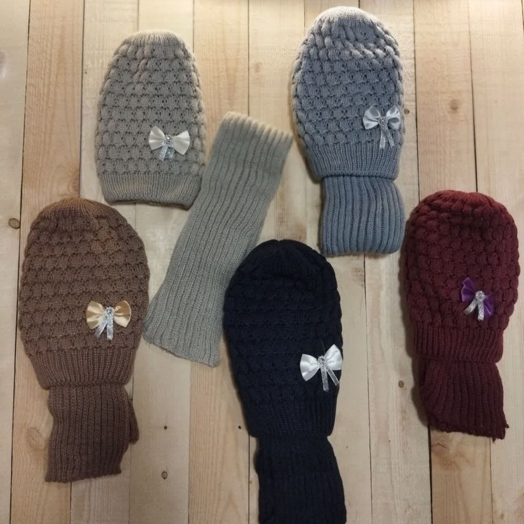 قیمت کلاه و شالگردن دخترانه بافت دو لایه bf7t