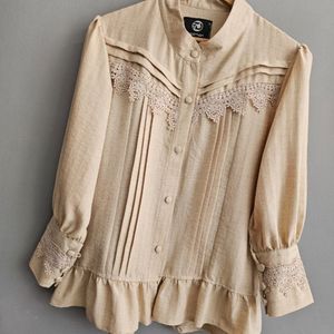 خرید آنلاین شومیز مجلسی تا سایز 58 رنگ کرم