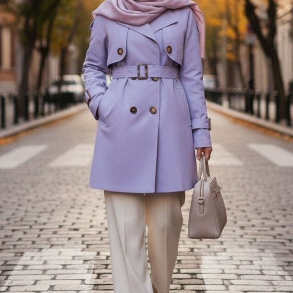 قیمت بارانی آستردار ترنج رنگ یاسی