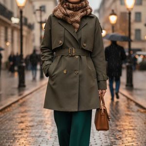 خرید آنلاین بارانی آستردار ترنج رنگ سبز