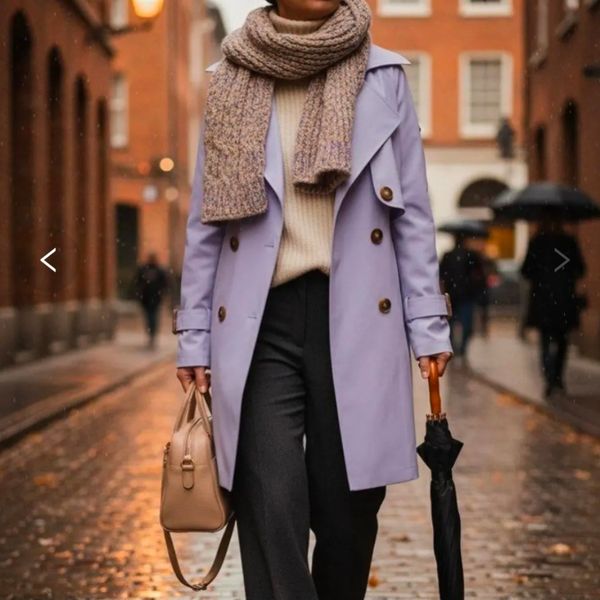 بارانی آستردار ترنج رنگ یاسی