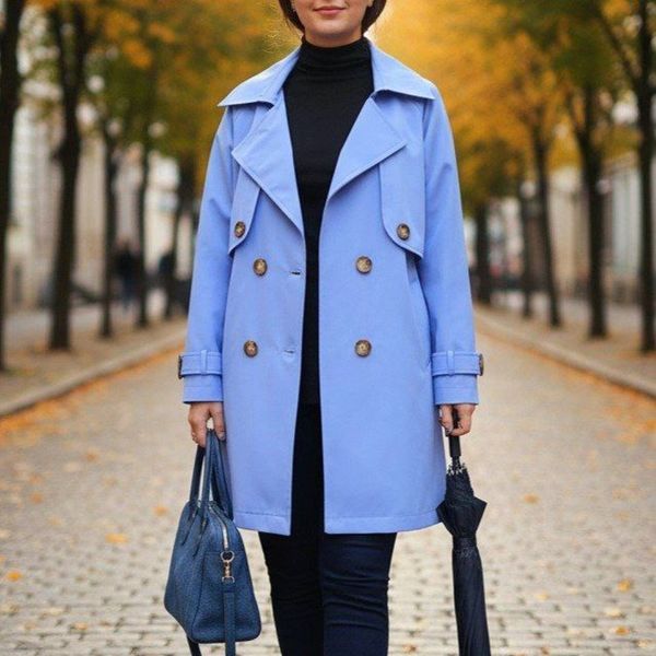 بارانی آستردار ترنج رنگ آبی