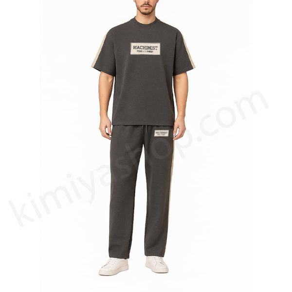 ست تیشرت و شلوار مردانه لانگ ملانژ رنگ زغالی