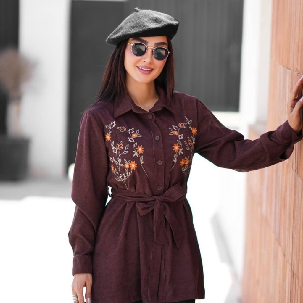 خرید انلاین مانتو مخمل کبریتی آدری