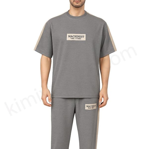 ست تیشرت و شلوار مردانه لانگ پنبه ملانژ