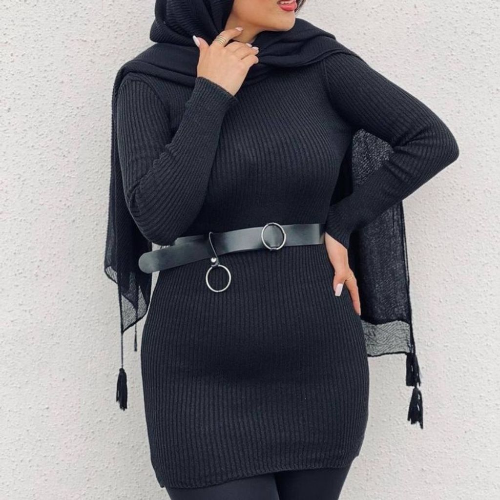 خرید آنلاین زیر سارافون یقه گرد بافت کد 60321