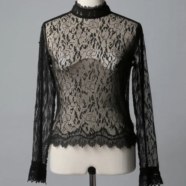 بلوز توری آستین بلند