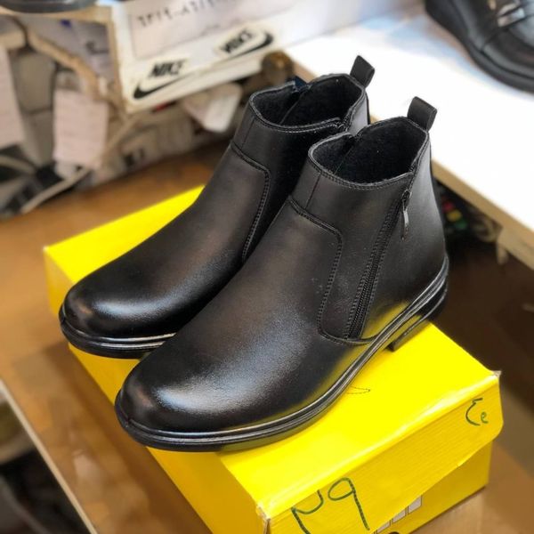 کفش نیم بوت چرم مردانه دو زیپ رنگ مشکی هم