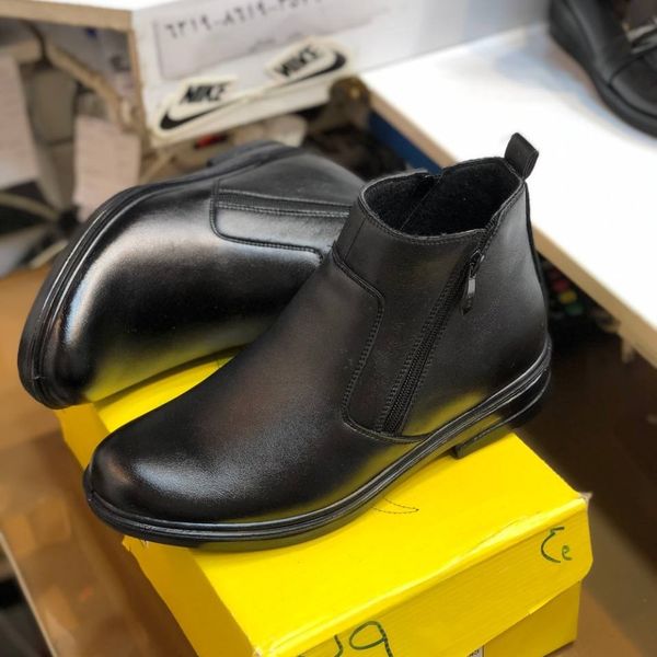 کفش نیم بوت چرم مردانه دو زیپ رنگ مشکی هم