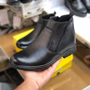 قیمت کفش نیم بوت چرم مردانه دو زیپ رنگ مشکی