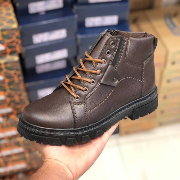 کفش نیم بوت چرم مردانه مدل لیون رنگ سوخته