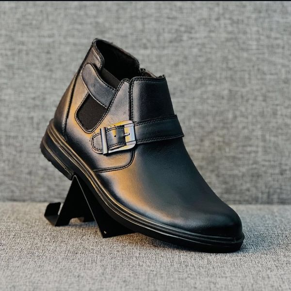 کفش نیم بوت چرم مردانه مدل زرین رنگ مشکی