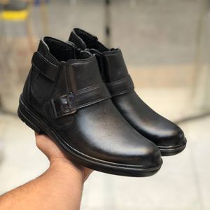 خرید اینترنتی کفش نیم بوت چرم مردانه مدل زرین رنگ مشکی