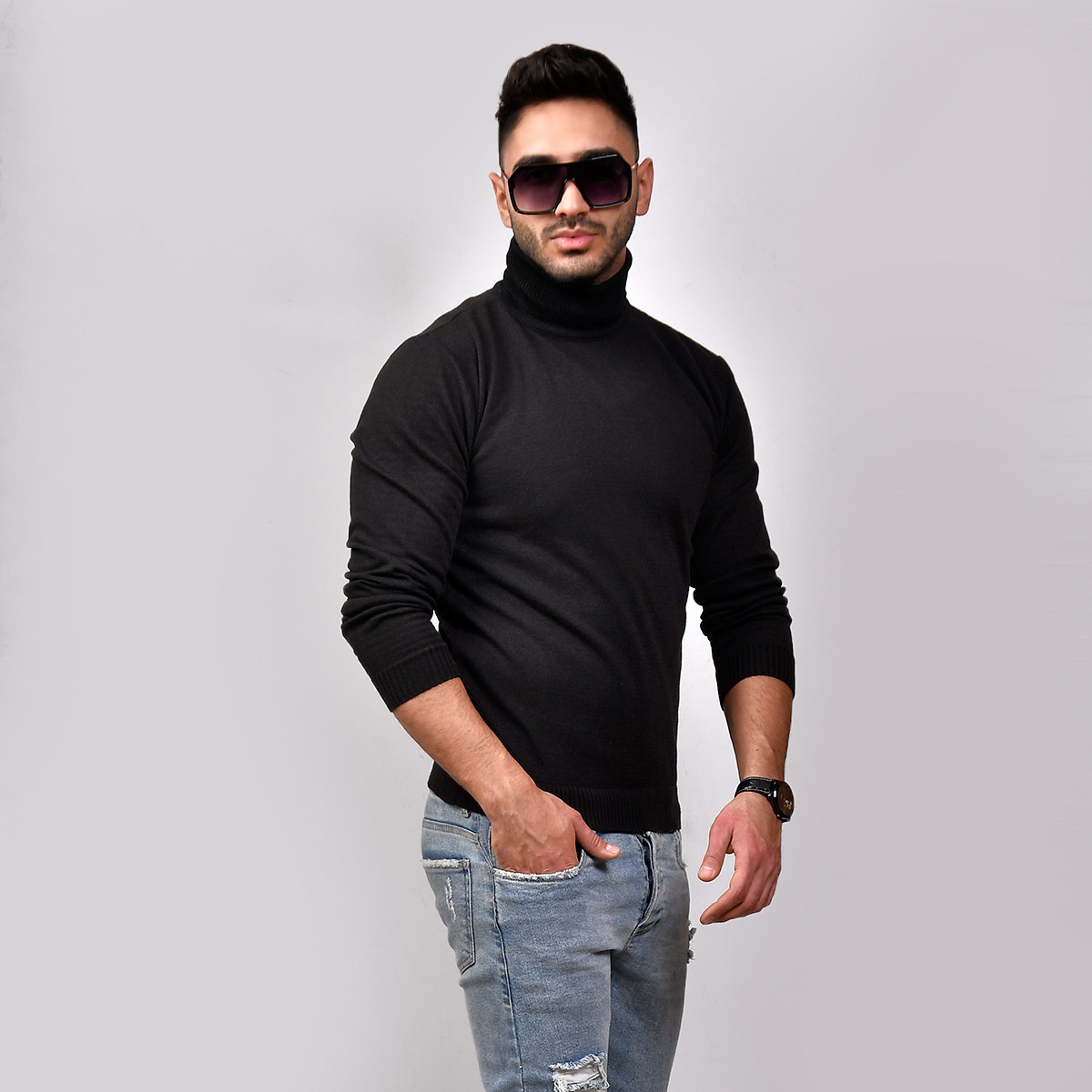 فروش اینترنتی پلیور بافت یقه اسکی مردانه مدل Ersan ( در 2 رنگبندی )